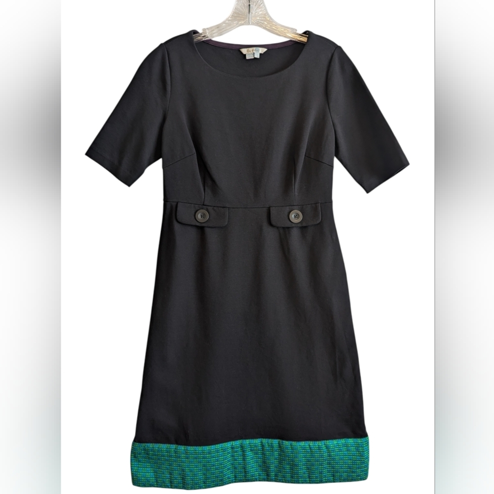 Boden Audrey Sheath Black Dress 'altered' With Trim Size 8P
